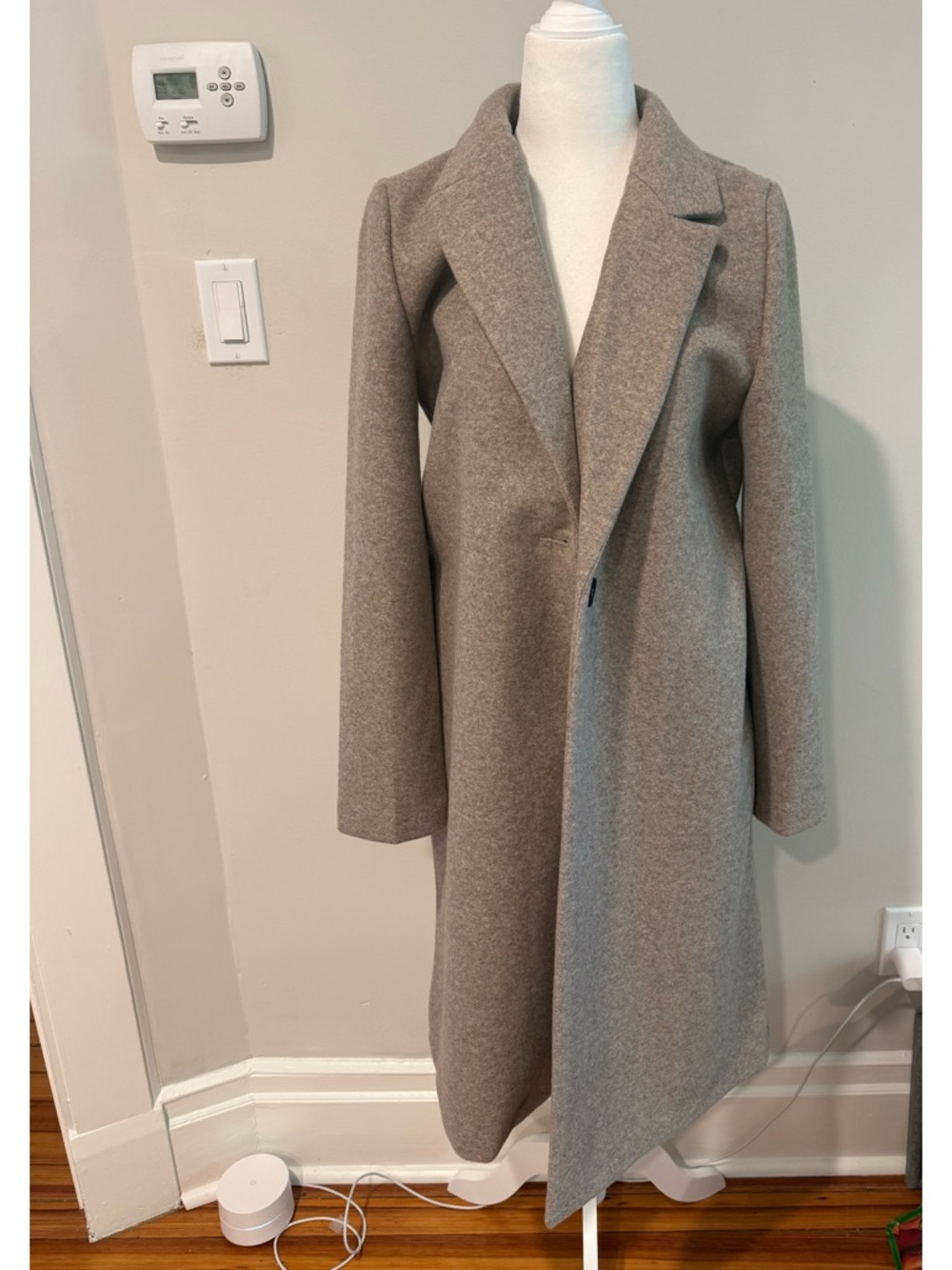 Zara Womens Grey / Taupe Long Wool Blend Coat